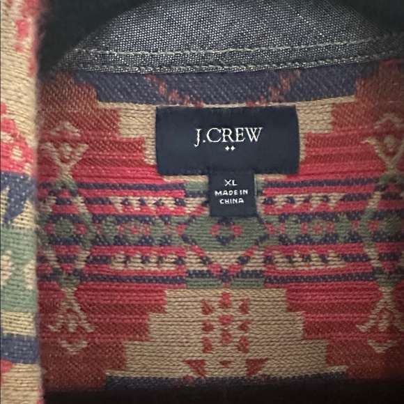 J. Crew Red and Tan Aztec Patterned Shirt Jacket - Picture 3 of 4